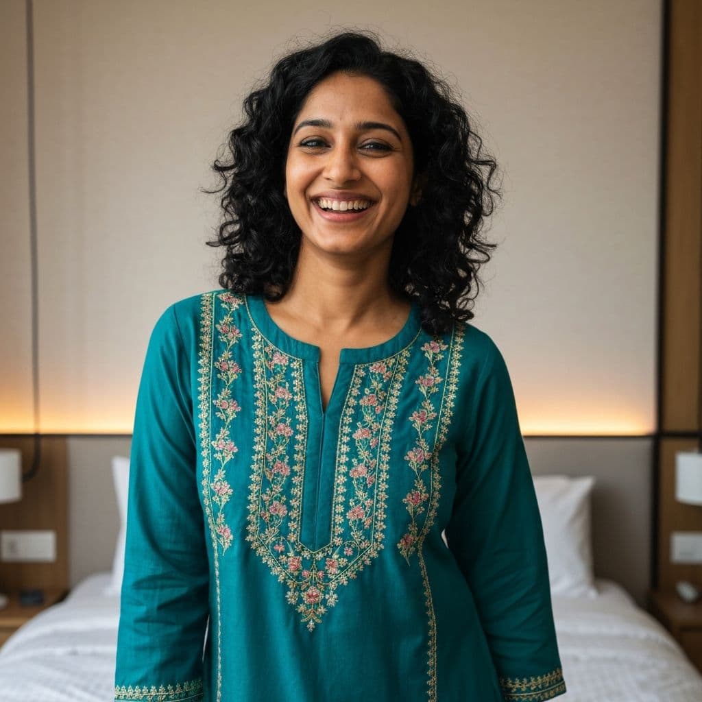 Pooja Krishnan's review of Teal Mirror Work Kurta