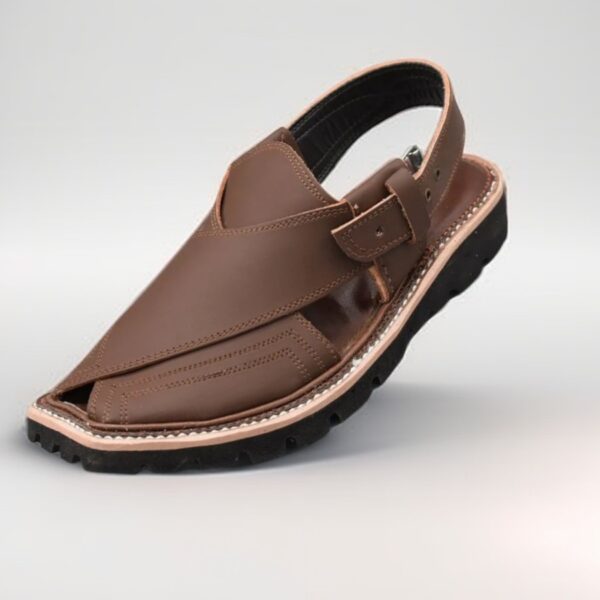 peshawar zalmi sports chappal - Premium mat brown leather - Handmade