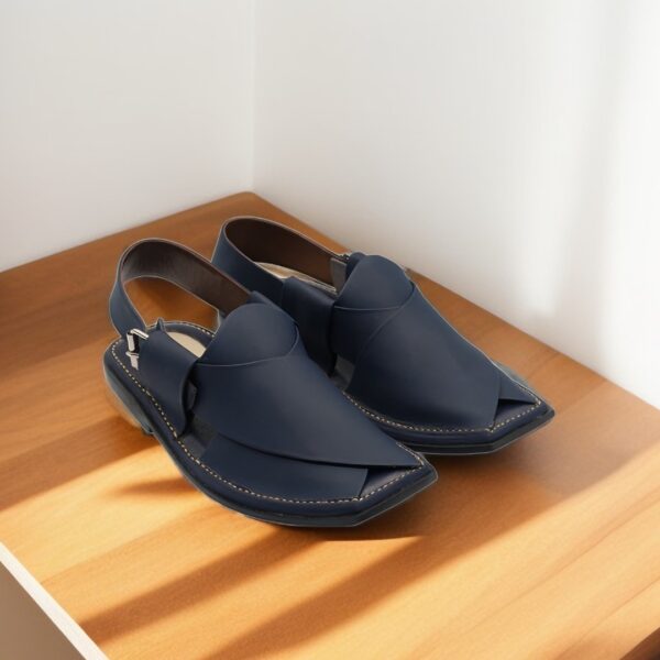 Peshawari Chappal- premium mat Blue leather- handmade - Image 2