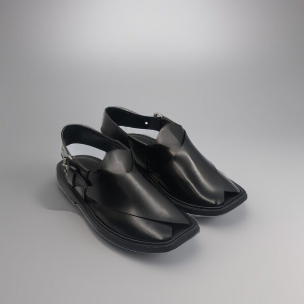 Peshawari Chappal-premium black leather- Handmade - Image 2