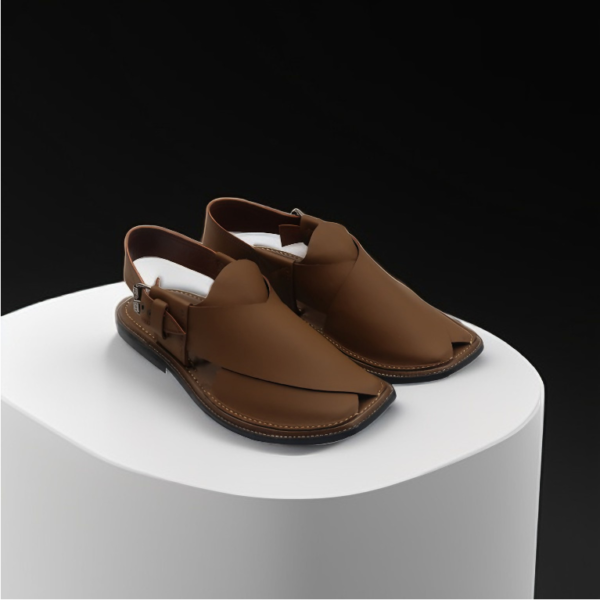 Peshawari Chappal - premium mat brown leather - handmade - Image 3