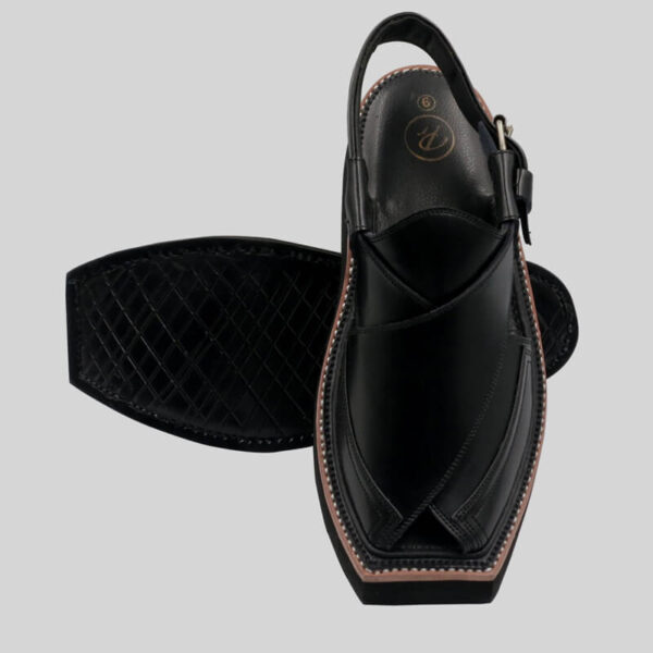 Kaptaan 804 Chappal  - Premium black leather  - Handmade - Image 3