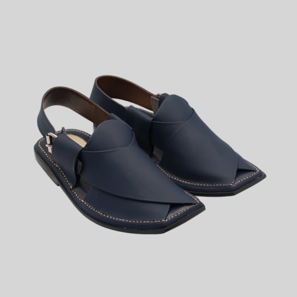 Peshawari Chappal- premium mat Blue leather- handmade - Image 3