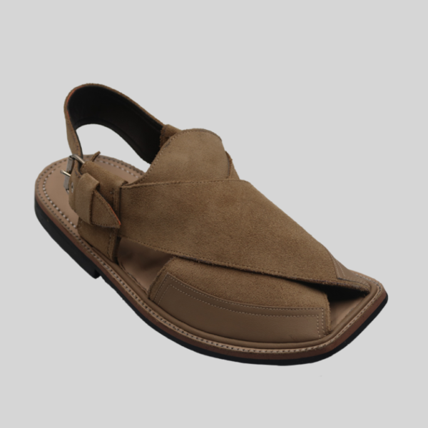 Peshawar zalmi chappal -  premium brown velvet -  handmade - Image 3