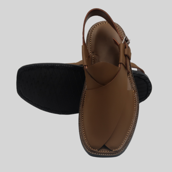 Peshawari Chappal - premium mat brown leather - handmade - Image 2