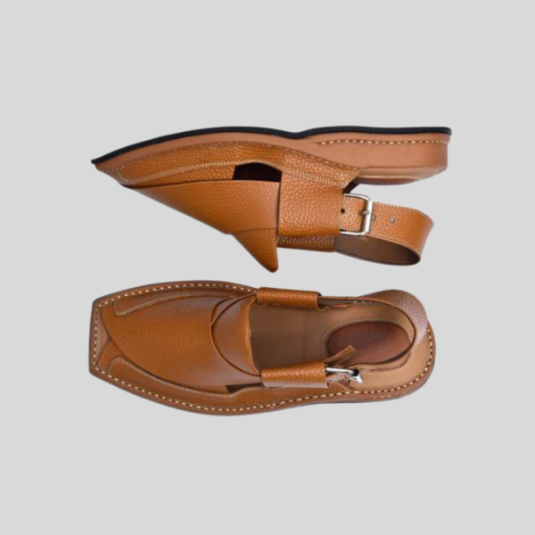 Peshawar zalmi Dotted chappal- premium brown leather- handmade - Image 3