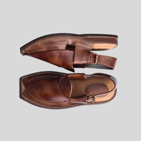 Peshawari zalmi chappal-premium Brown leather-handmade - Image 4