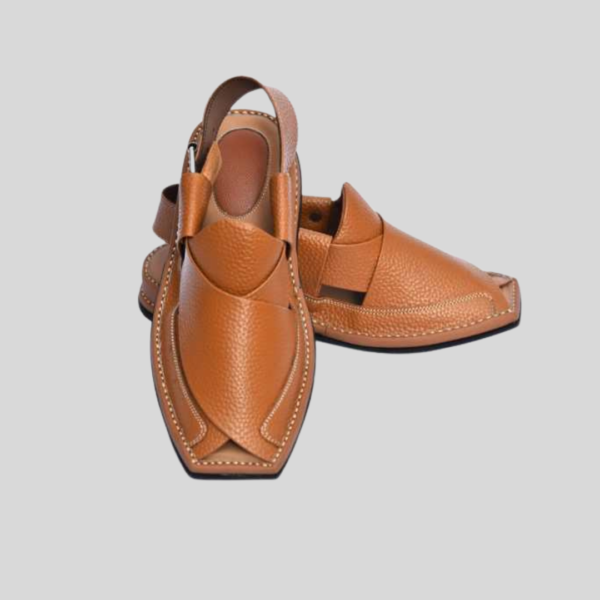 Peshawar zalmi Dotted chappal- premium brown leather- handmade - Image 4